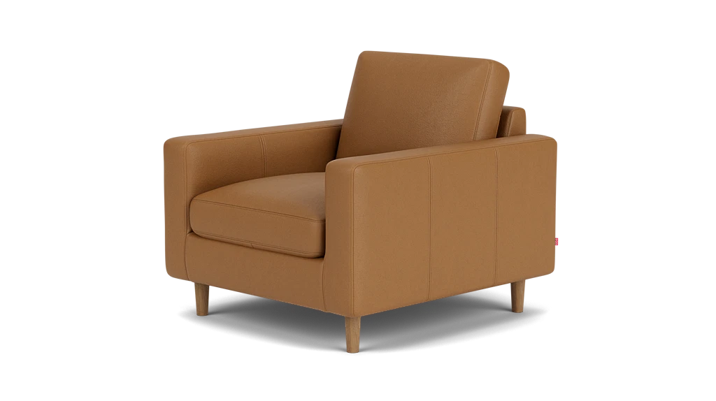 Oskar Plush Chair - Leather (Paloma-Bourbon)